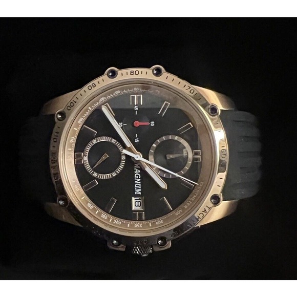 MAGNUM GOLD BROWN STAINLESS STEEL AND SILICONE CHRONOGRAPH WATCH MA3356855 - Picture 2 of 9